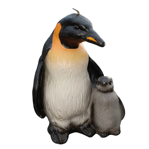 Candle: Penguin w/ Baby Penguin Candle Factory Illinois Never Has Been Burned - Picture 1 of 7